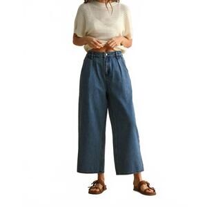 NEW MIOU MUSE mini pleat front relaxed pants in denim